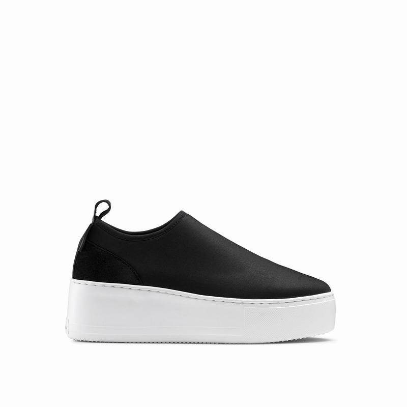 Russell & Bromley Park Flex Stretch Flatform Sneakers Womens Black [NAU6755HJ]